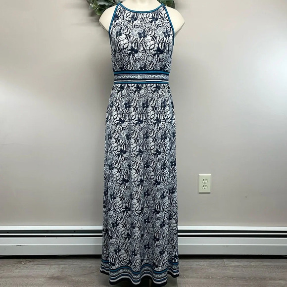 NWOT Max Studio Navy Floral Sleeveless Maxi Dress XS - Picture 1 of 15